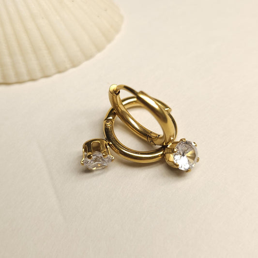 Sparkling Gold Crystal Hoop Earrings