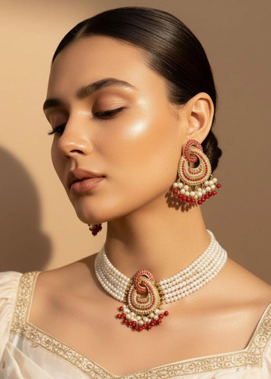 Ruby Moti Choker Set