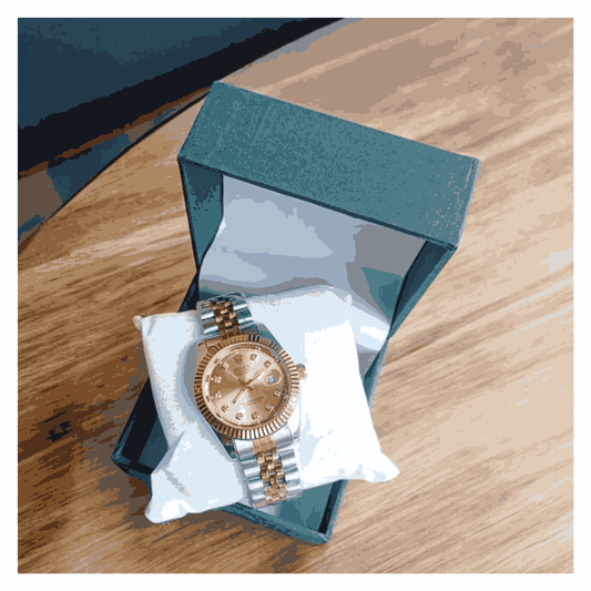 Rolex Date Quartz Watch with Stainless Steel Chain