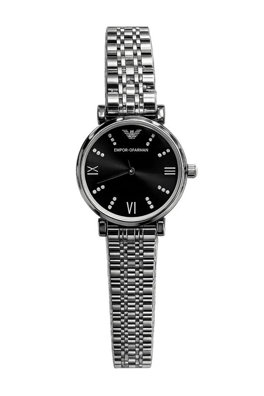 Emporio Armani–style Stainless Steel Analog Watch