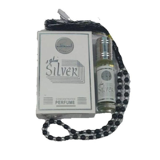 Labbaik Silver 6ml Attar With Free 33 Beads Tasbeeh