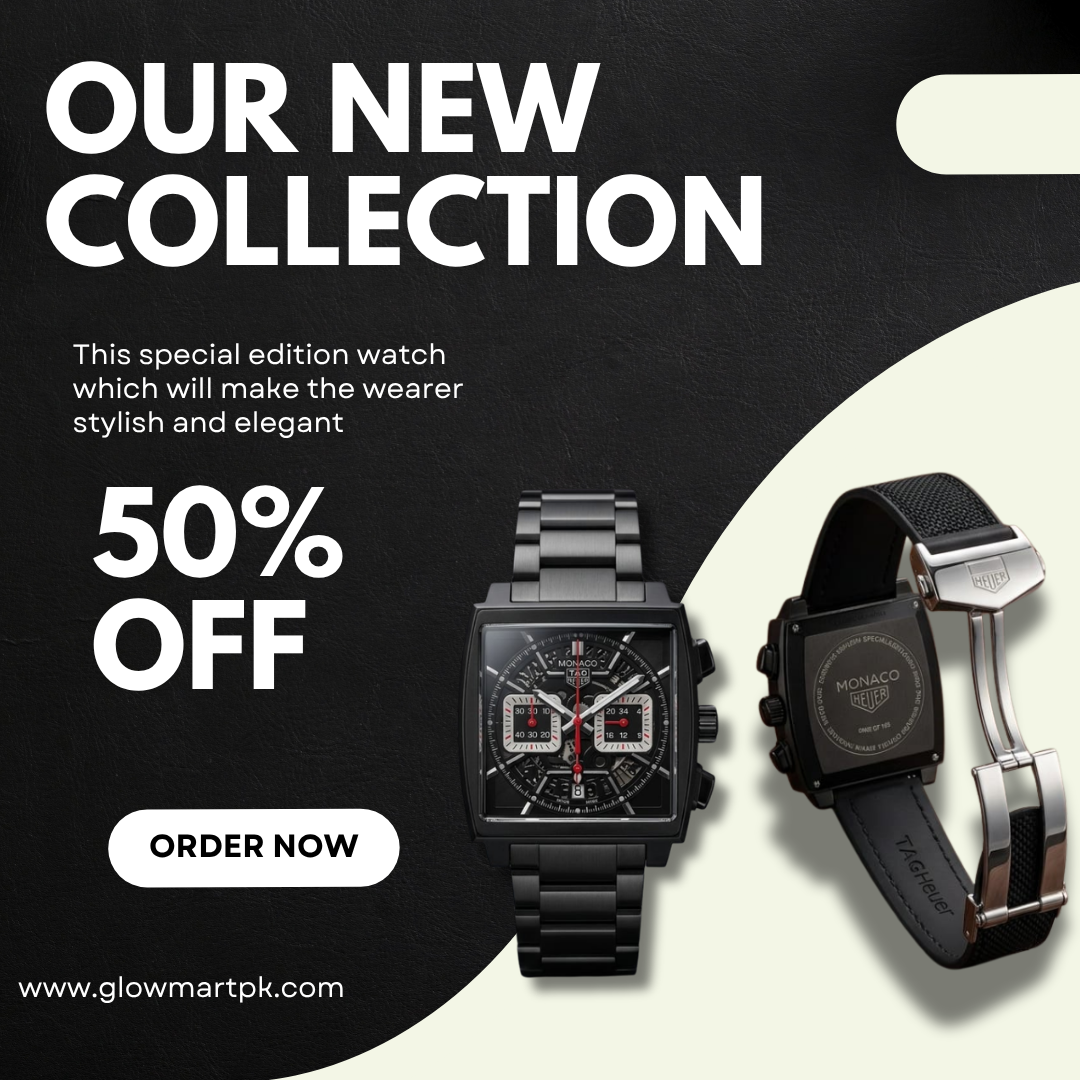Tag Heuer Monaco Chronograph Watch for Men in Pakistan – Luxury Square Dial Black Watch