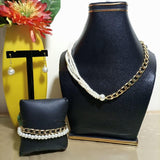 Half Chain Half Pearl Necklace Set