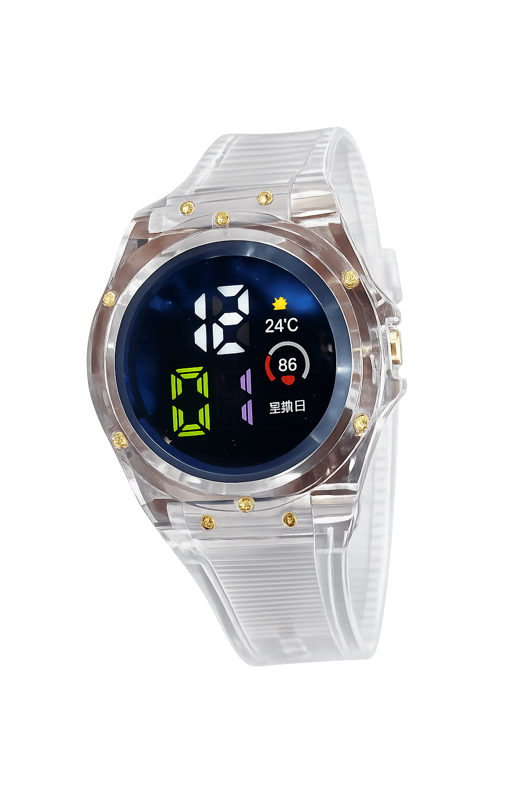 Transparent White Strap Digital Sports Watch