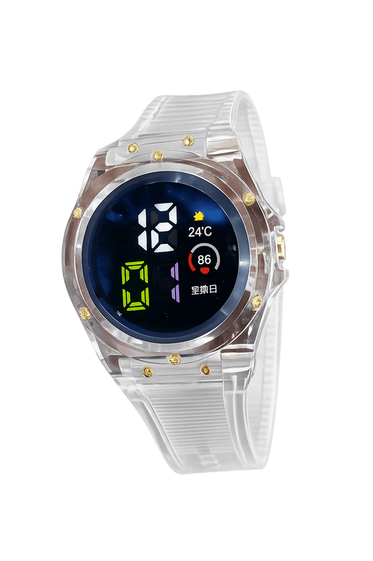 Transparent White Strap Digital Sports Watch