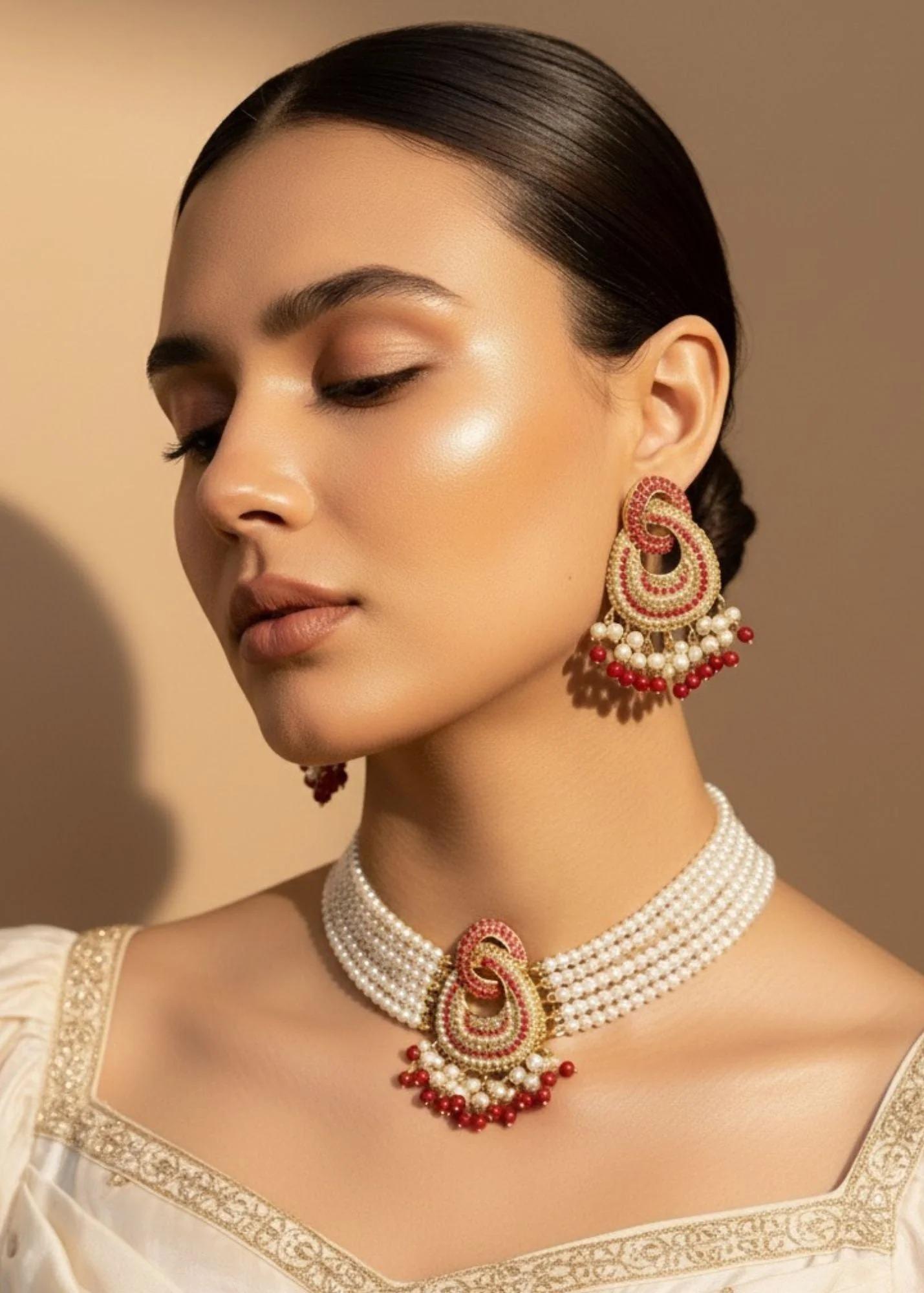 Ruby Moti Choker Set