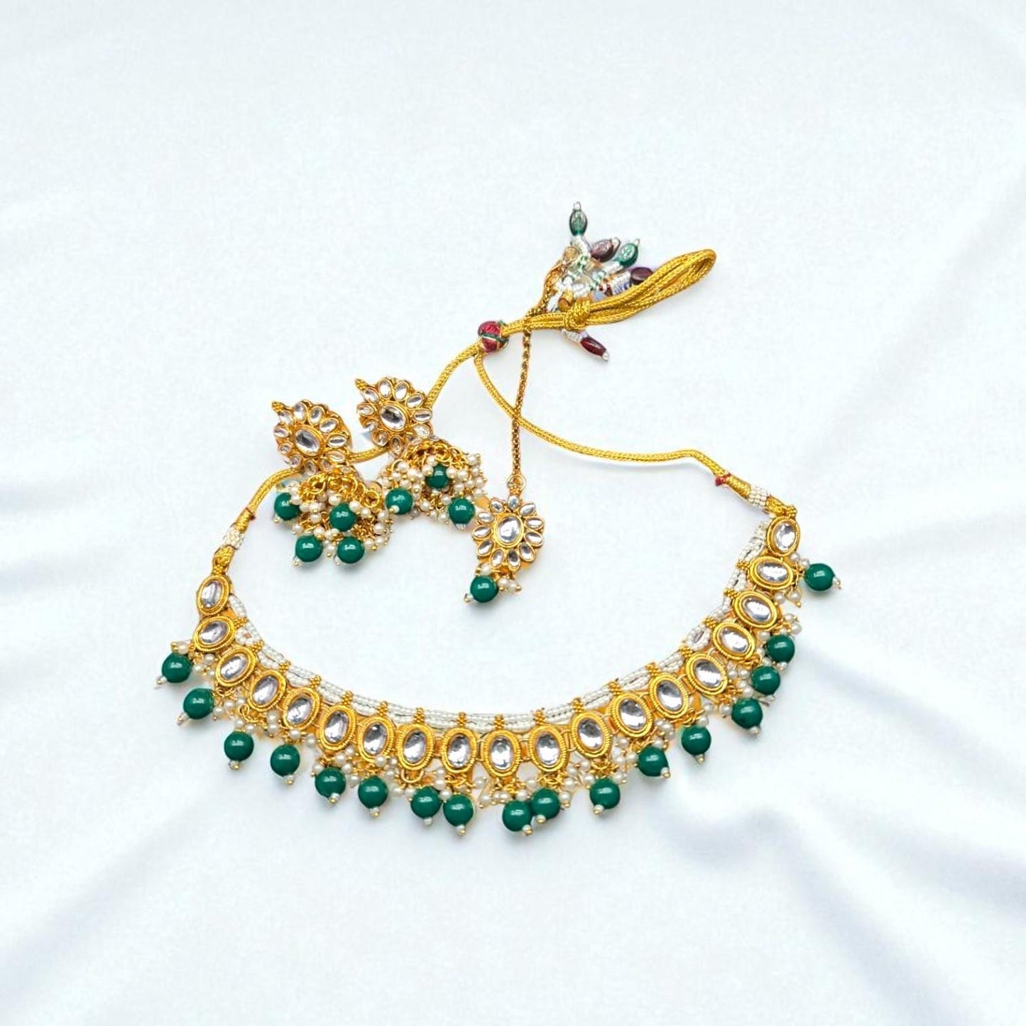Zayna Kundan Green Bead Choker