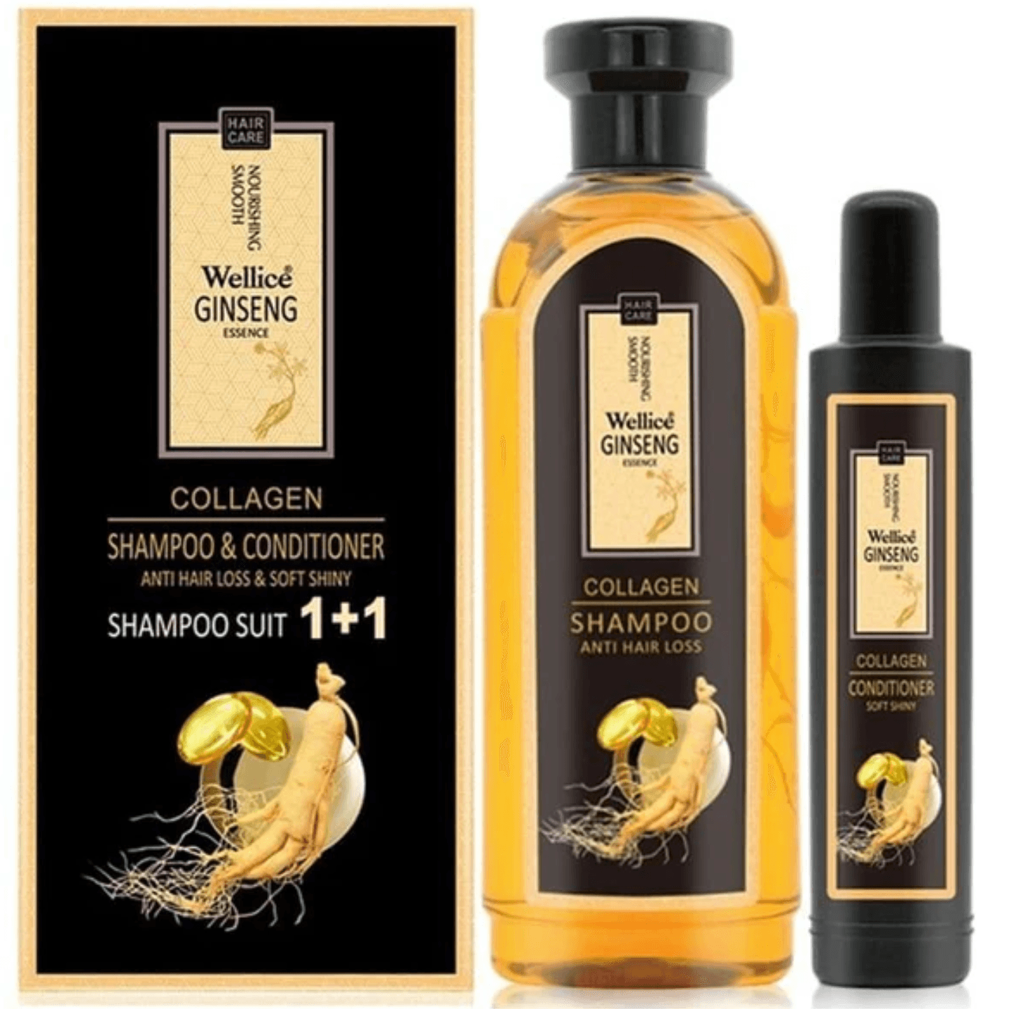 Wellice Ginseng Essence Collagen Shampoo and Conditioner