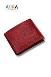 Ostrich Red Leather Men Wallet