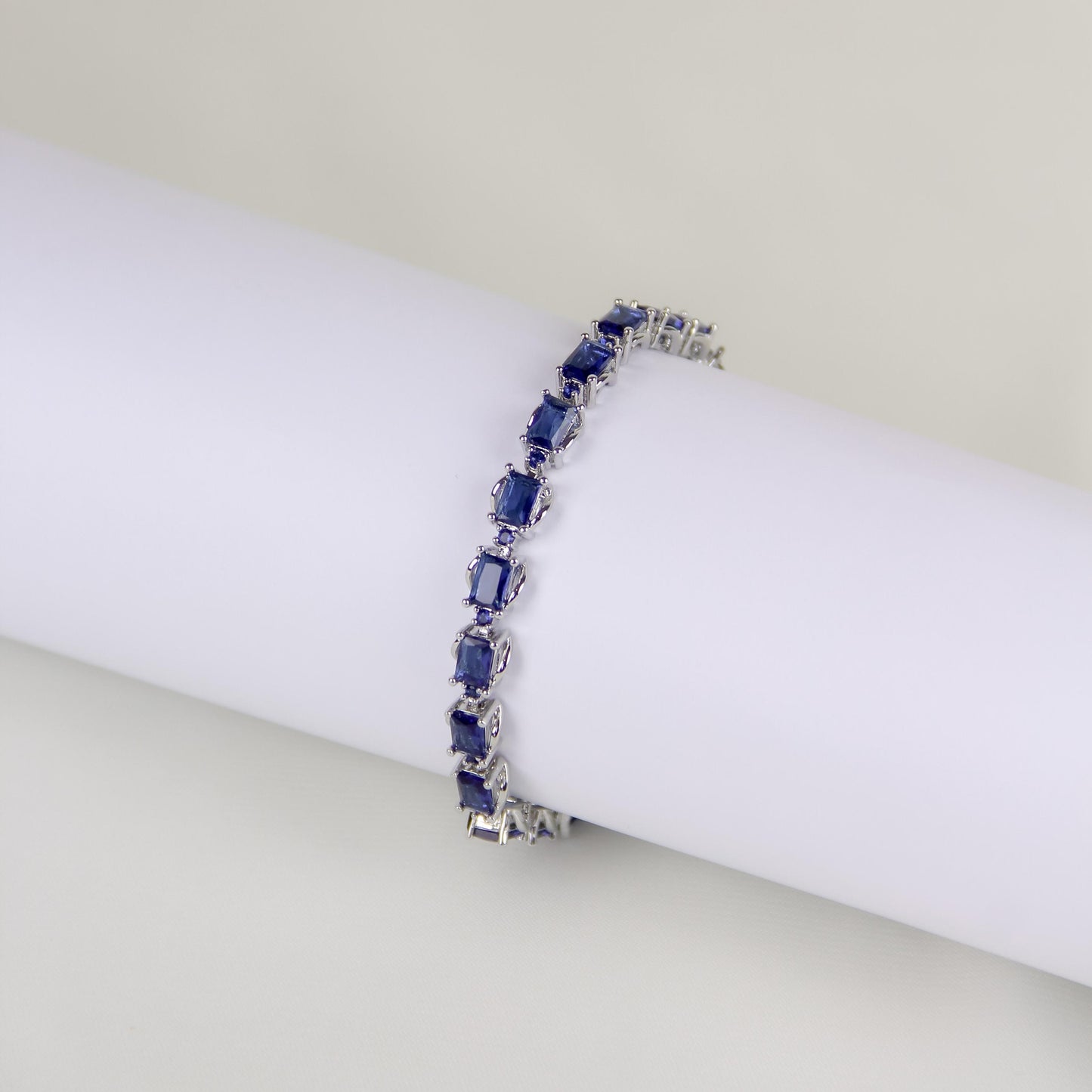 Cut Sapphire Simulant Tennis Bracelet