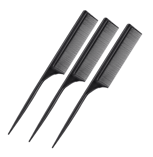 Tail Comb Carbon Fiber Rat Tail Styling Comb Pack of 3
