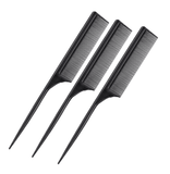 Tail Comb Carbon Fiber Rat Tail Styling Comb Pack of 3