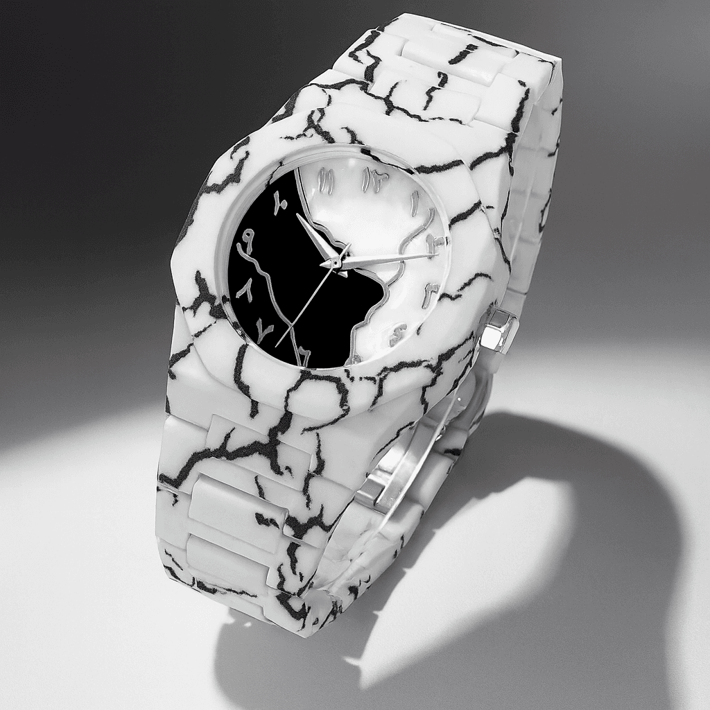 Marble Pattern Arabic Dial Wrist Watch