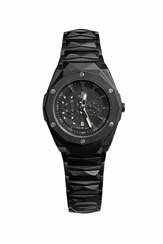 Premium Black Stainless Steel Chronograph Men's Wrist Watch