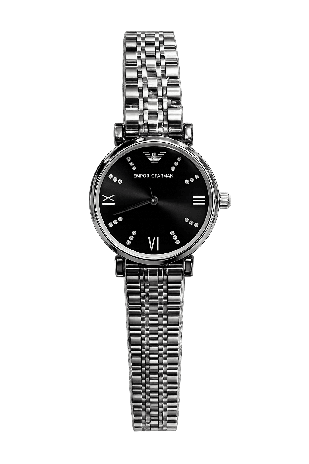 Emporio Armani–style Stainless Steel Analog Watch