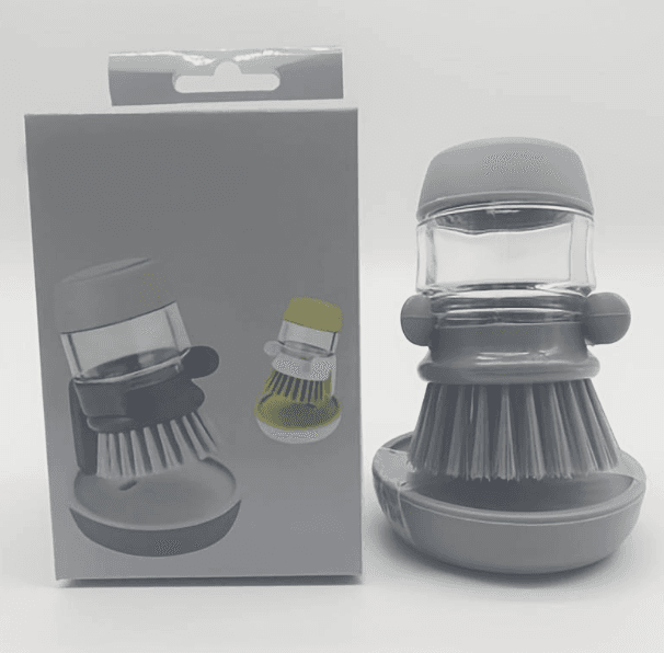 Dishwasher Soap Dispensing Palm Brush with Storage Stand