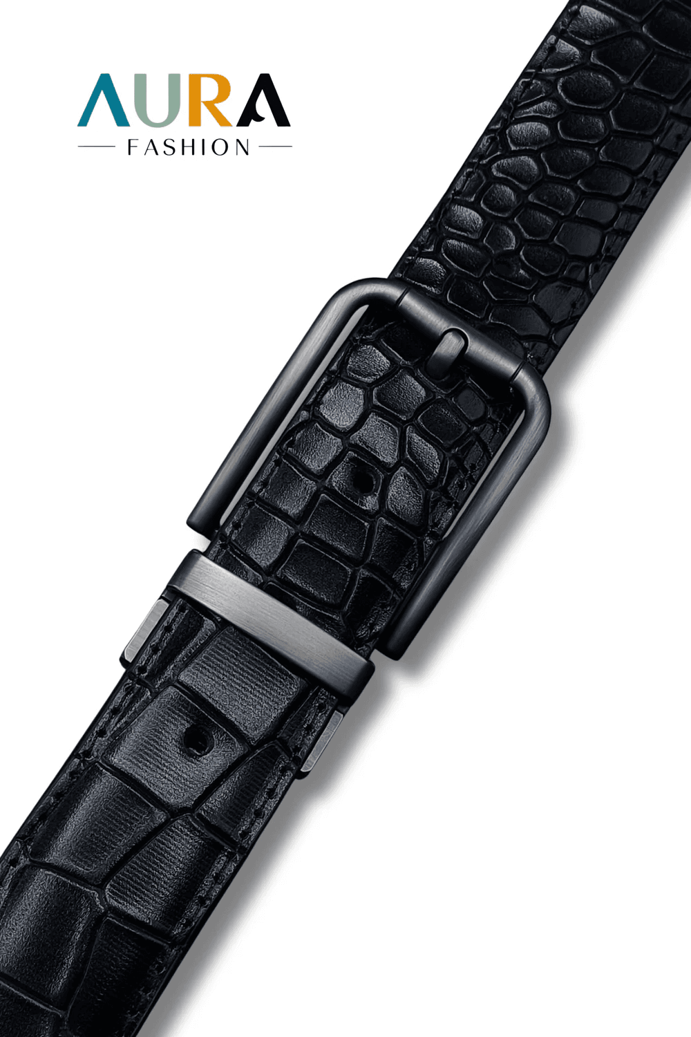 Croco Black Leather Belt