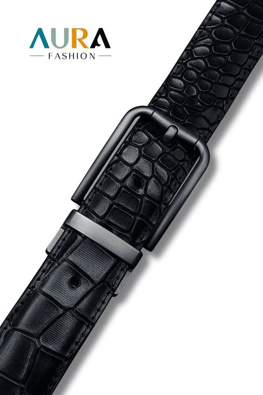 Croco Black Leather Belt