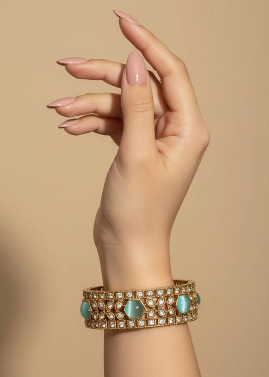 Teal Kundan Cuff