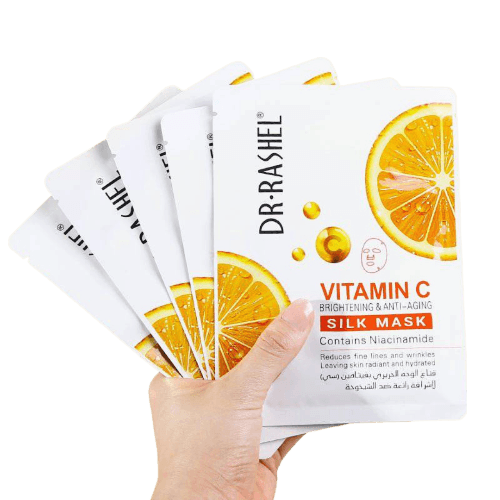 Dr Rashel Vitamin C Brightening & Anti-Aging Silk Mask – Pack of 5 Masks
