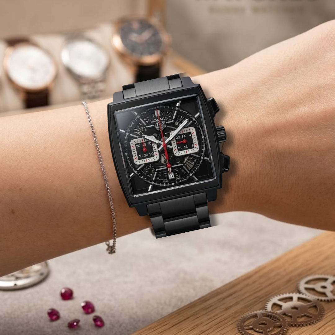 Tag Heuer Monaco Chronograph Watch for Men in Pakistan – Luxury Square Dial Black Watch