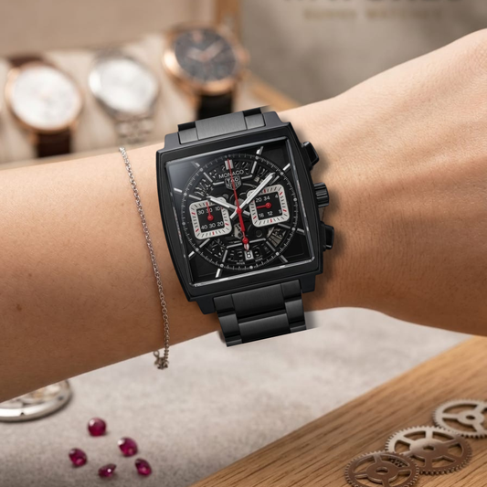 Tag Heuer Monaco Chronograph Watch for Men in Pakistan – Luxury Square Dial Black Watch